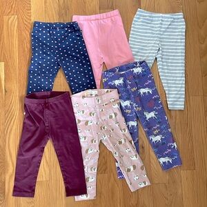 Lot of 6 Toddler Girl Leggings (18-24 mos), Hanna Andersson, Baby Boden, other